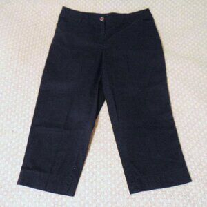 Black Stretch Capris Minimalist Utility Quiet Luxury Capsule Chico’s 1 (M)